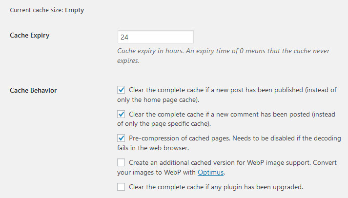 Wordpress Plugin Cache Enabler Configuration Step 1