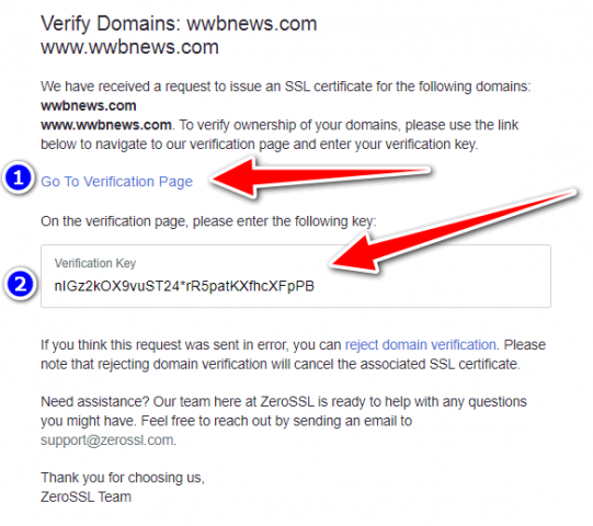 Free ssl certificate for wordpress SSL Setup 8 Email Message Verification With Key